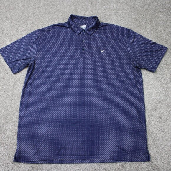 Callaway Opti-Dri Polo Shirt Mens XL Blue/Pink Geometric Golf Stretch S/S - Picture 2 of 13